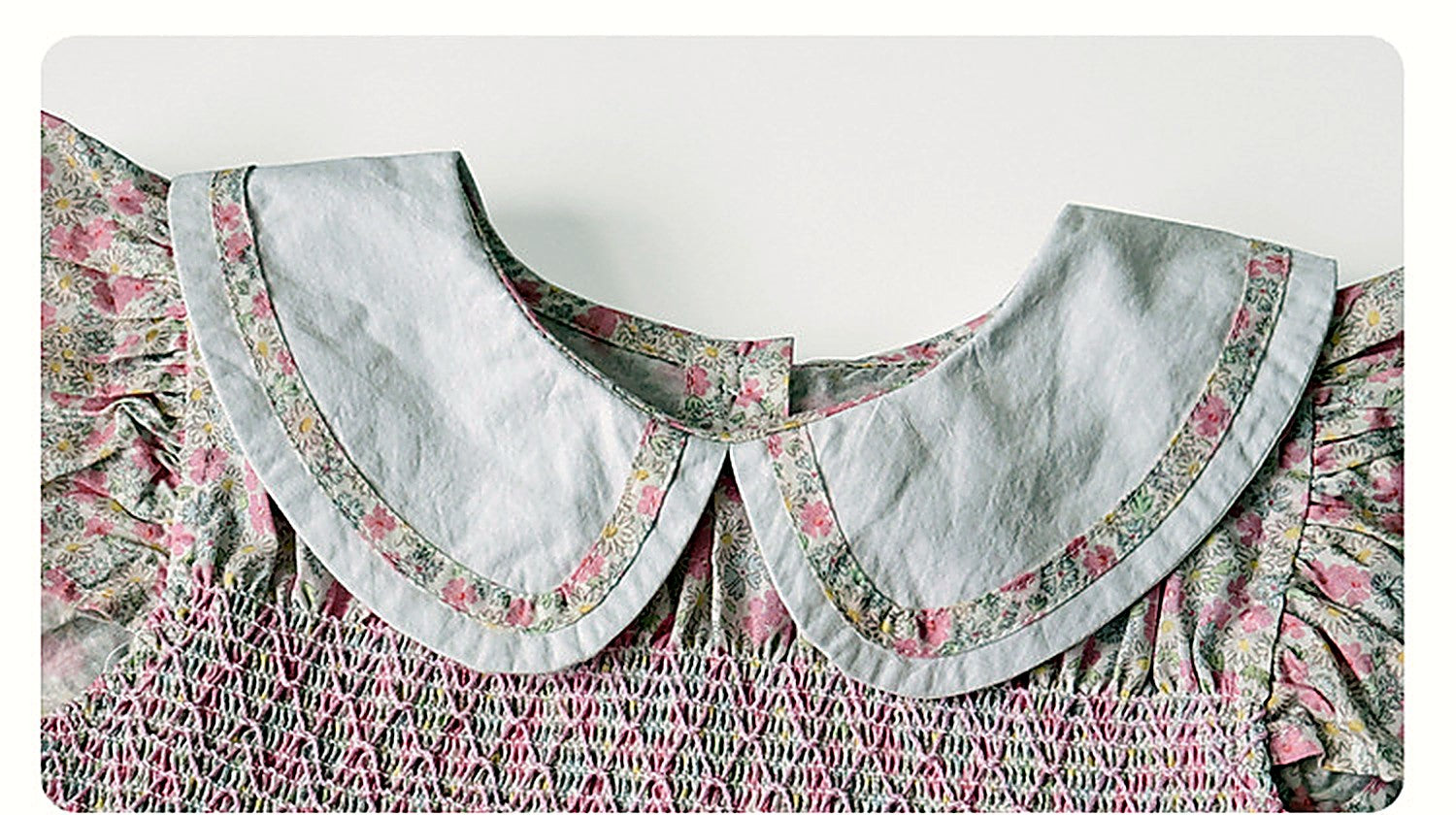 Close detail of the lace collar of the Campion Dress.