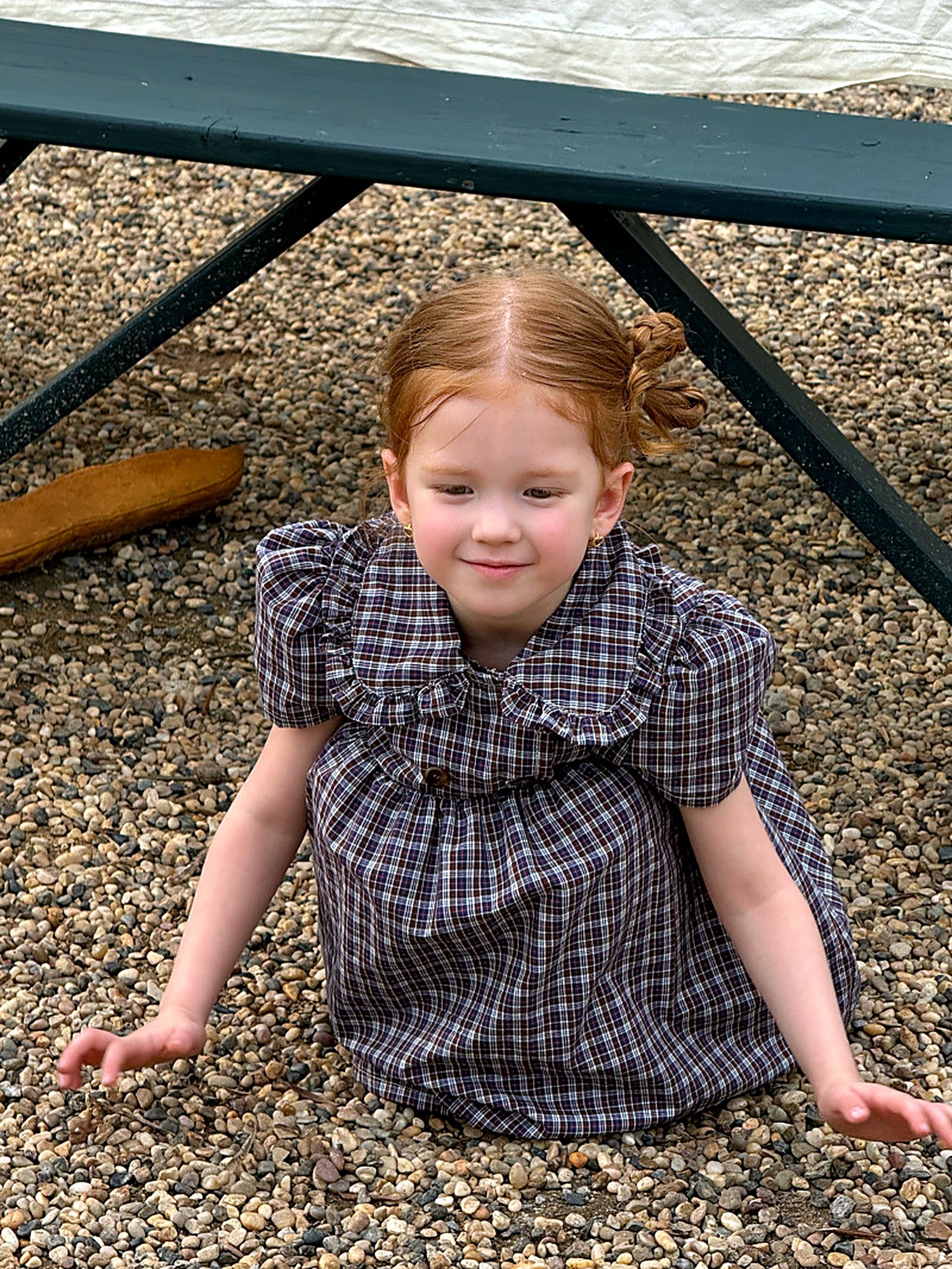The blue gingham check of the Cornflower Dress.