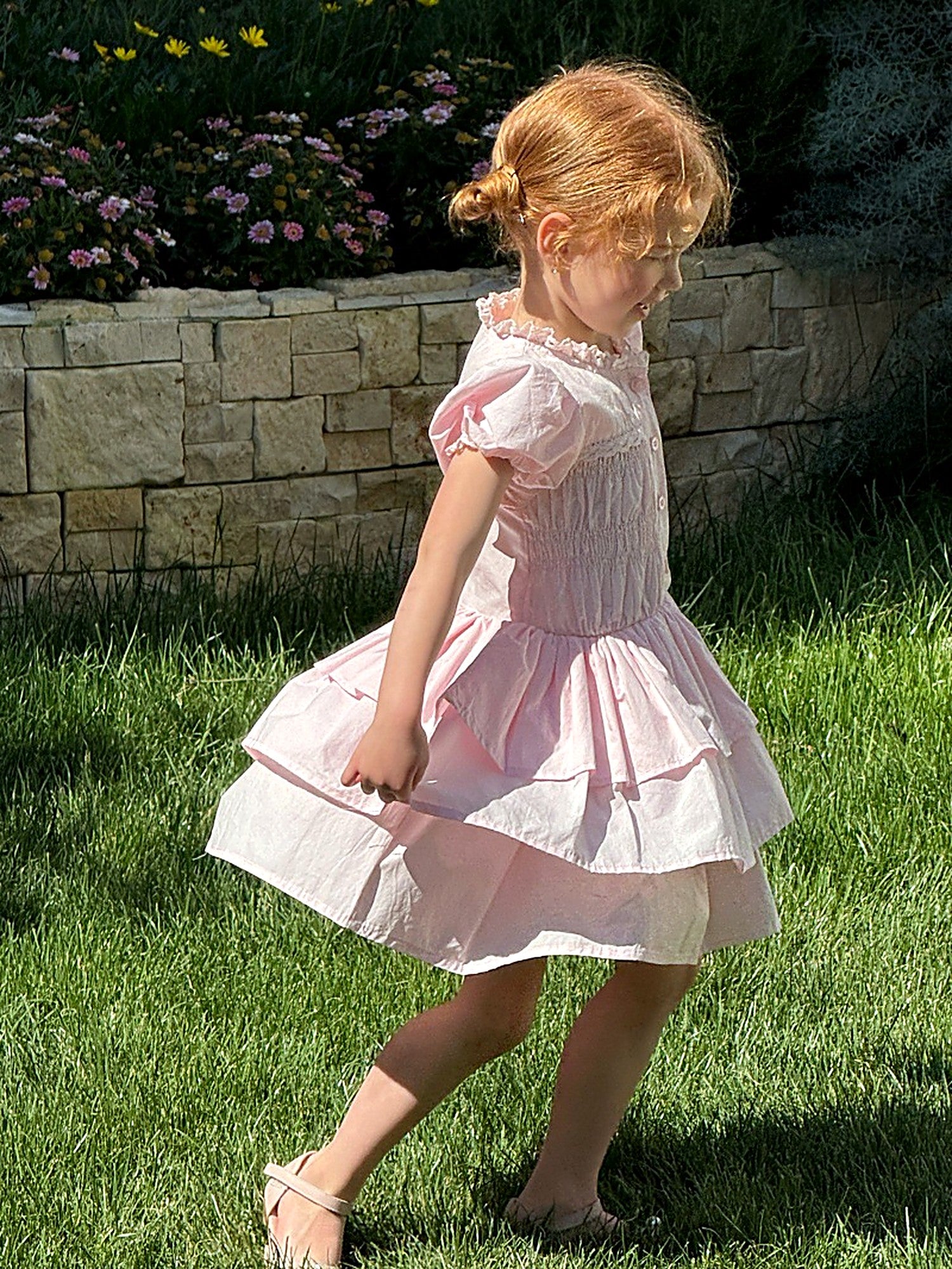The puff-sleeve back of the Foxglove Dress.
